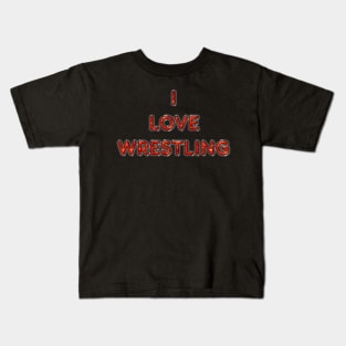 I Love Wrestling - Orange Kids T-Shirt